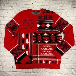 Chicago Blackhawks NHL Patches Ugly Sweater Size XL  G